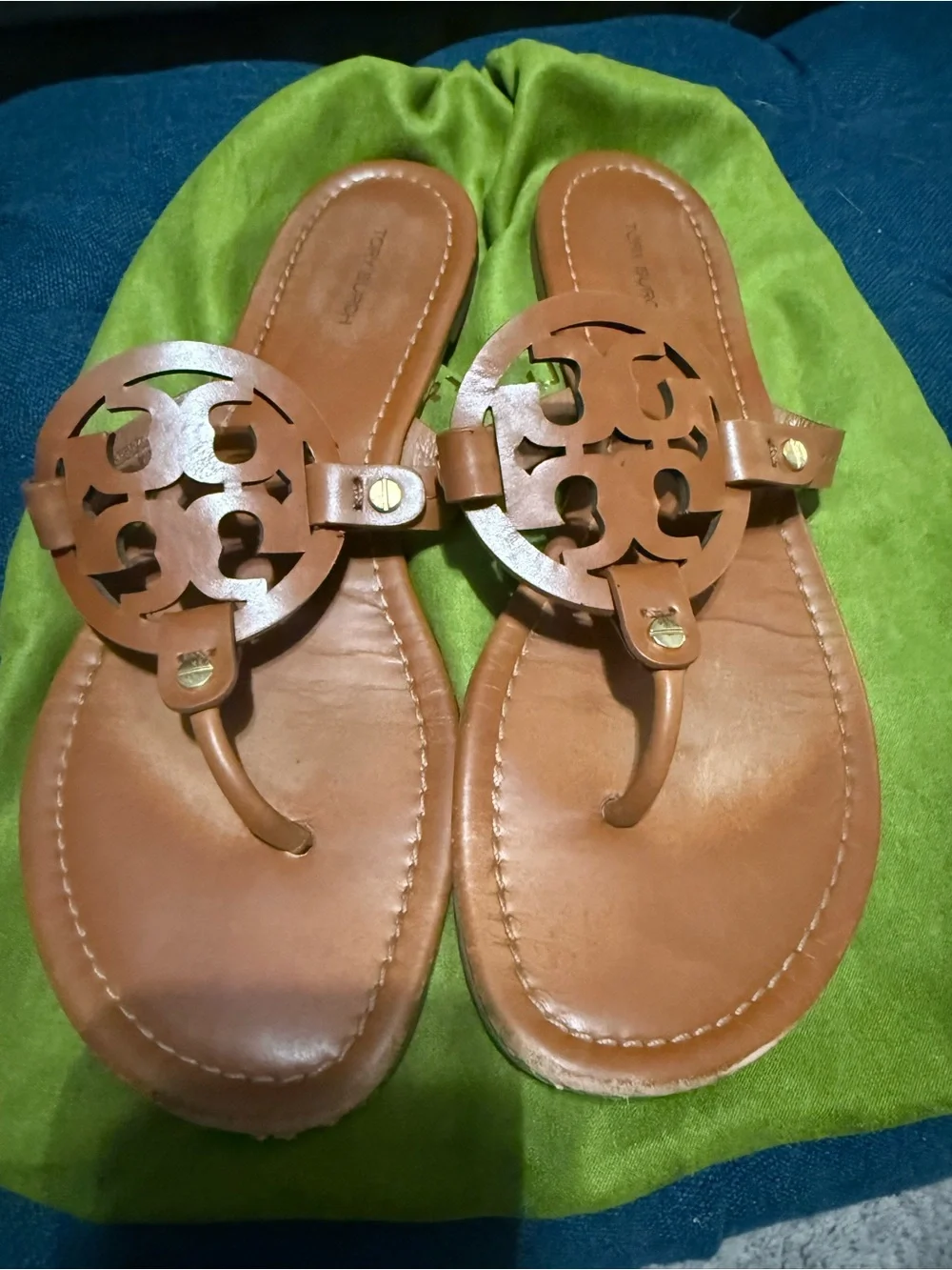 Tory Burch Style Tan Leather Miller Sandals